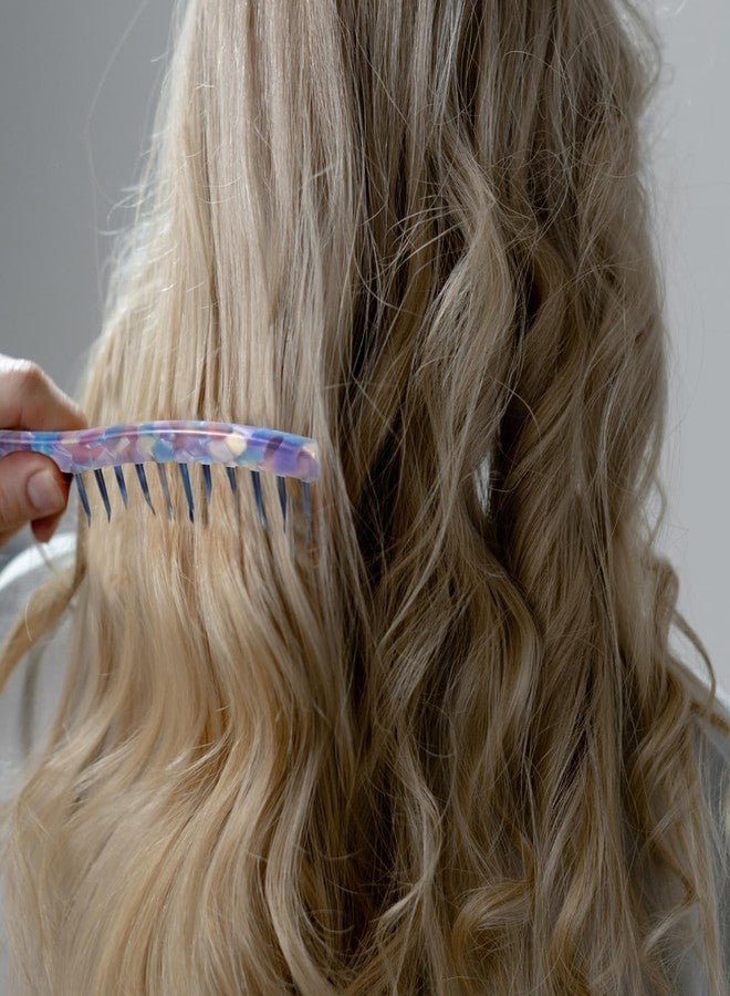 Baluue Wide Tooth Comb with Handle Retro Marble Pattern Hair Detangler for Curly Hair Long Handle Scalp Massage Comb for Women Ideal for Home Travel and Office - Image 3