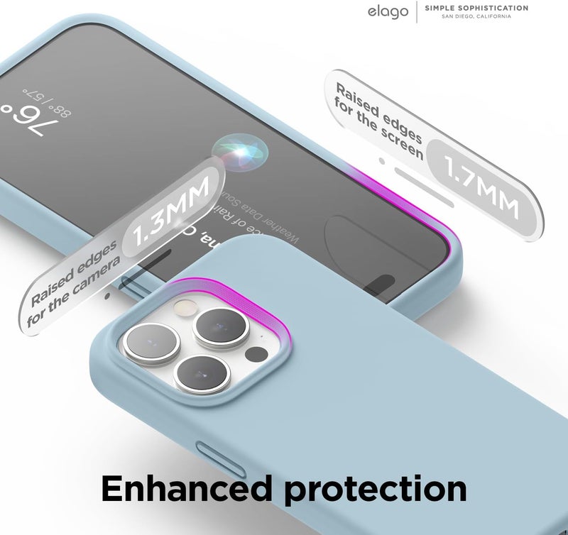 Elago Liquid Silicone For Iphone 15 Pro Case Cover Full Body Protection, Shockproof, Slim, Anti-Scratch Soft Microfiber Lining Sky Blue - Image 5