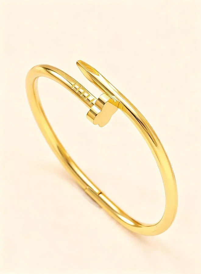 Take Two Gold Tone Nail Design Bangle Bracelet