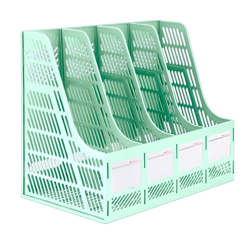 DaKos 4 Compartments File Rack Paper Holder, Desktop Organizers, Letter Organizer, Magazine Book Holder Organizer, Plastic File Rack (MFP1233) - Image 1