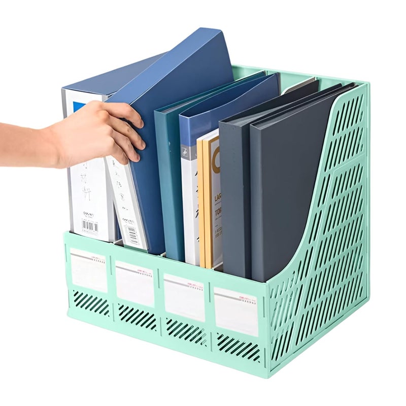 DaKos 4 Compartments File Rack Paper Holder, Desktop Organizers, Letter Organizer, Magazine Book Holder Organizer, Plastic File Rack (MFP1233) - Image 2