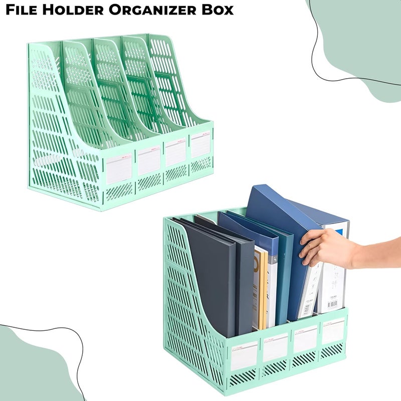 DaKos 4 Compartments File Rack Paper Holder, Desktop Organizers, Letter Organizer, Magazine Book Holder Organizer, Plastic File Rack (MFP1233) - Image 3