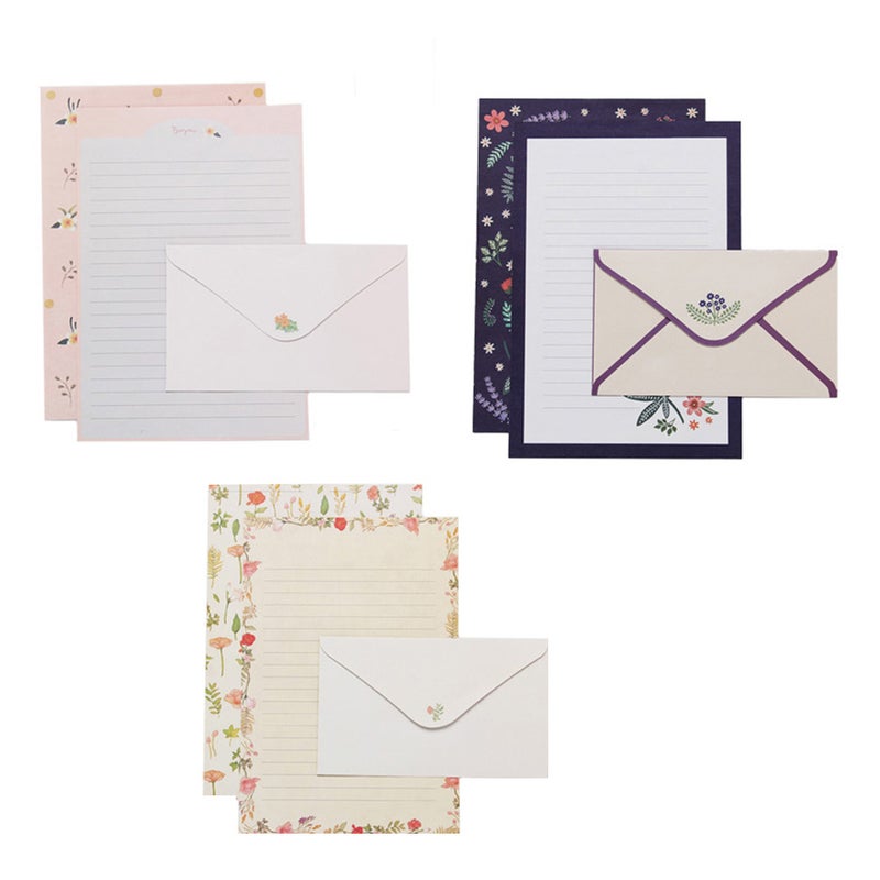 6 Sets of Letter Papers Simple Colorful Beautiful Flower Printing Letter Papers - Image 1