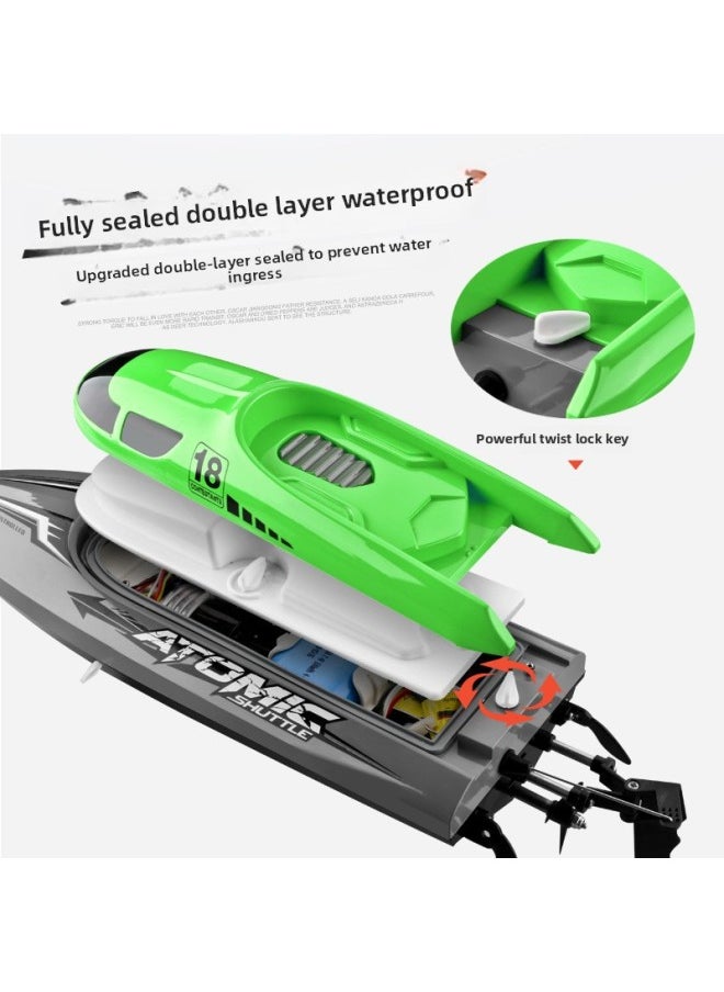 Generic 601 Wireless 2.4g Remote Control Boat Electric Simulation Remote Control Speedboat Long Battery Life Charging Boy Water Remote Control Toy-Specifications:2.4g Green  - Image 4