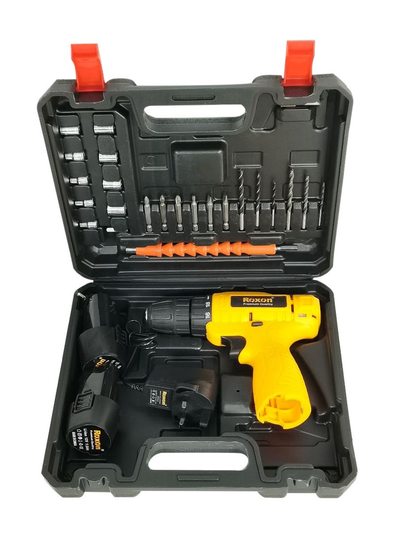روكسون مفك كهربائي مثقاب لاسلكي قوي 12 فولت 10 مم/750 دورة في الدقيقة مع 2 بطارية ليثيوم أيون-RX12VCD - Image 2