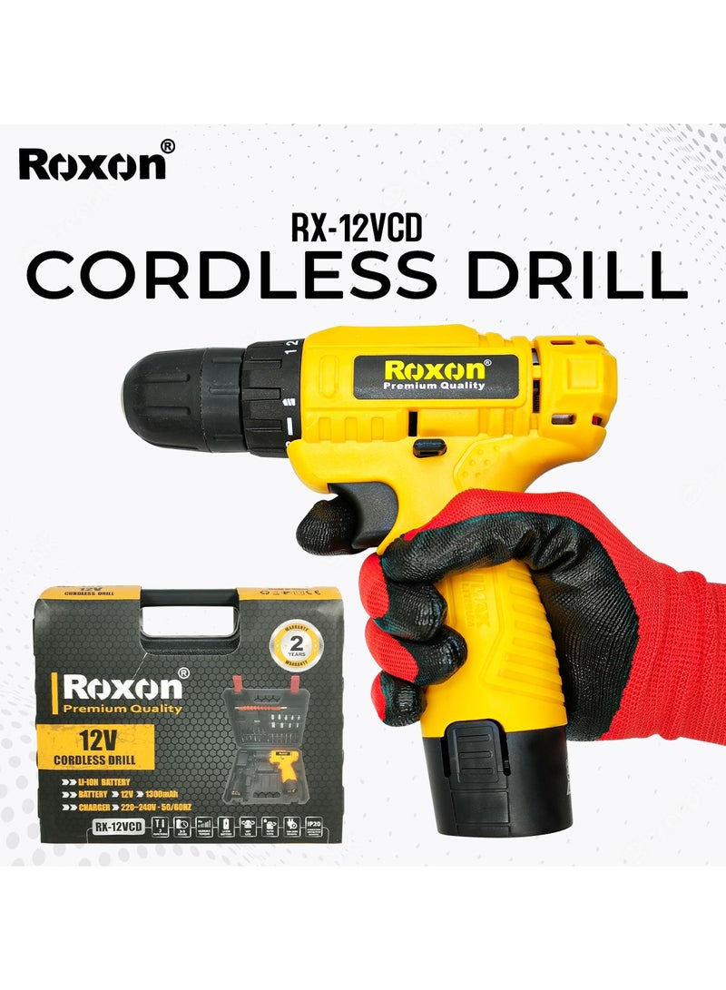 روكسون مفك كهربائي مثقاب لاسلكي قوي 12 فولت 10 مم/750 دورة في الدقيقة مع 2 بطارية ليثيوم أيون-RX12VCD - Image 5
