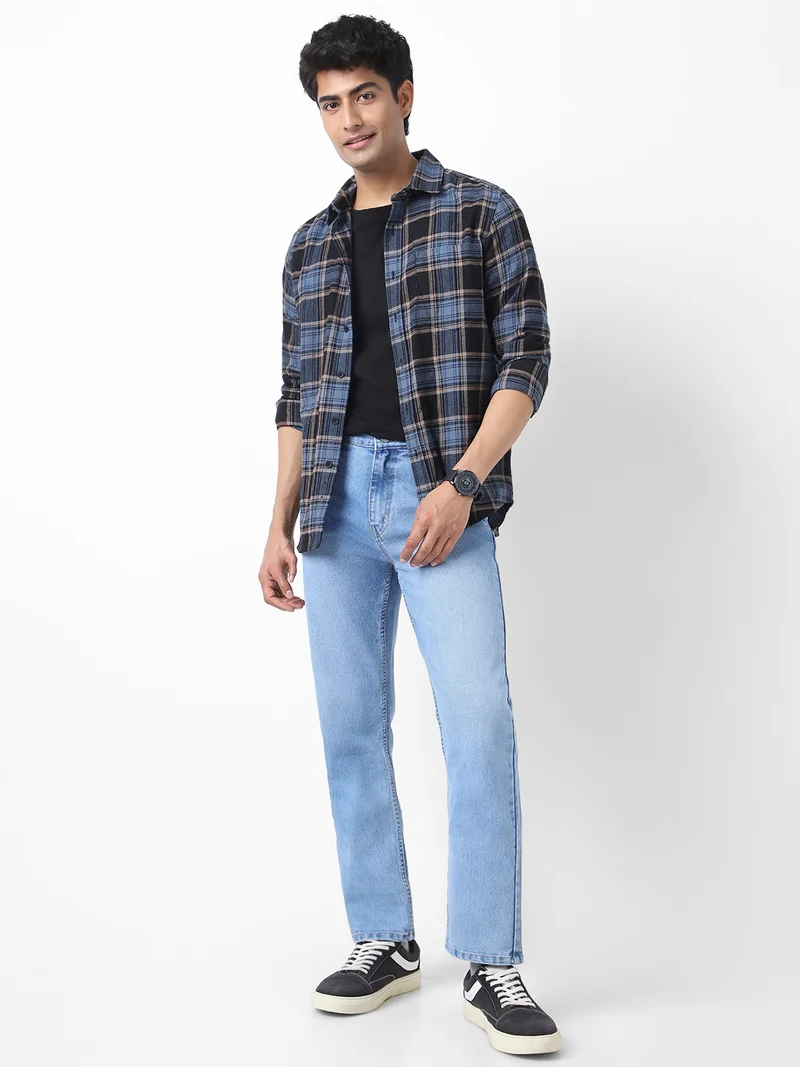 Urbano Fashion  Urbano Fashion Men's Light Blue Straight Fit Washed Jeans Stretchable  | Best Price UAE