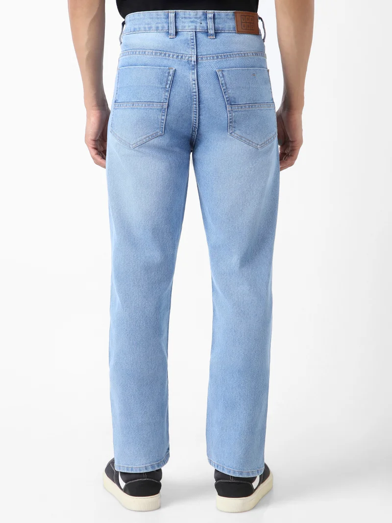 Urbano Fashion  Urbano Fashion Men's Light Blue Straight Fit Washed Jeans Stretchable  | Best Price UAE