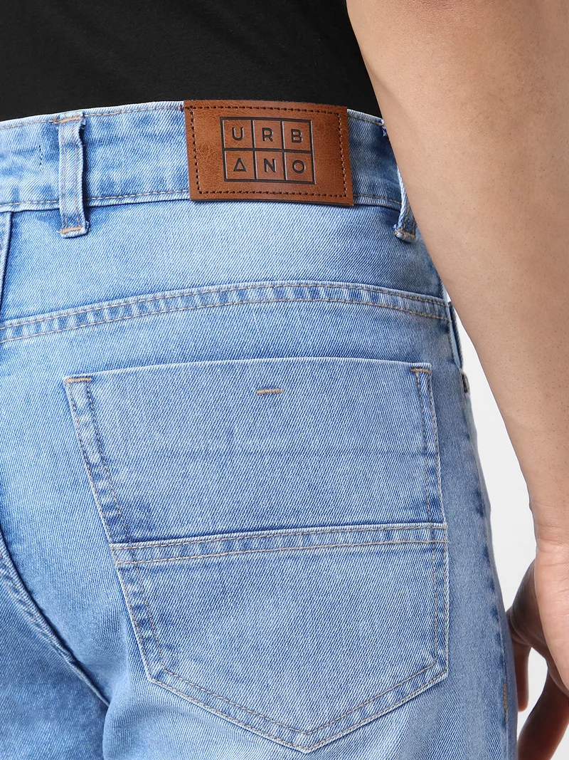 Urbano Fashion  Urbano Fashion Men's Light Blue Straight Fit Washed Jeans Stretchable  | Best Price UAE