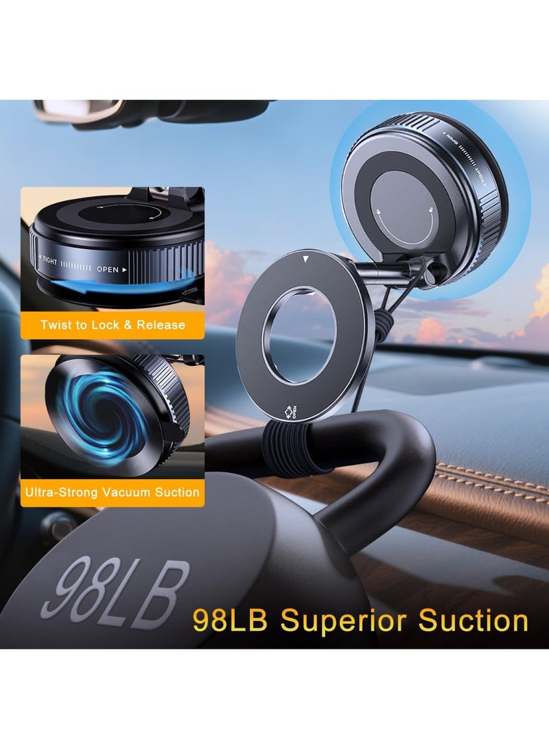 LIMOS Suction Cup Phone Mount for MagSafe, Foldable Vacuum Magnetic Phone Stand, Hands-Free 360 Adjustable Magnetic Phone Holders for Your Car, for iPhone 16e 16 Pro Max 15 14 13 12 - Image 4