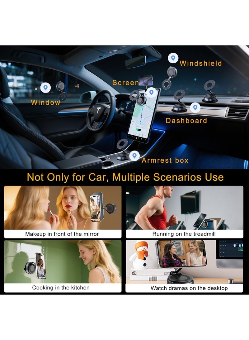 LIMOS Suction Cup Phone Mount for MagSafe, Foldable Vacuum Magnetic Phone Stand, Hands-Free 360 Adjustable Magnetic Phone Holders for Your Car, for iPhone 16e 16 Pro Max 15 14 13 12 - Image 3