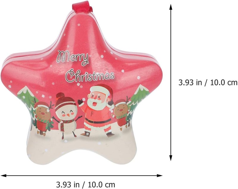 HOOWIFFY Christmas Tinplate Boxes Set of 6 Five-pointed Star Candy Storage Containers Xmas Empty Packing Boxes for Holiday Candy Wrapping and Party Supplies - Image 2