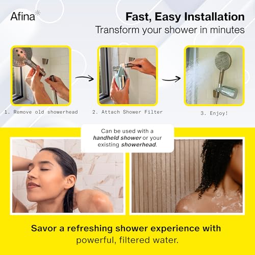 Afina Shower Filter For Hard Water - Removes 99% Chlorine, Harmful Substances & Heavy Metals - Improves your Skin & Hair (Chrome) - Image 5