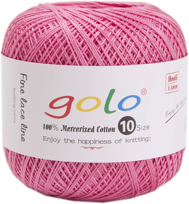 Golo Crochet Thread Size 10 Pink Yarn Crochet Yarn for Beginners Cotton Yarn for Crocheting Red Pink104 - Image 1