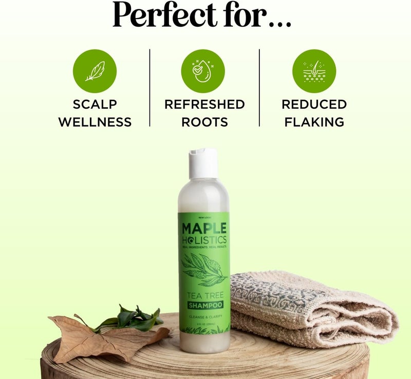 Maple Holistics Tea Tree Oil Shampoo - Sulfate Free Cleansing and Scalp Exfoliator for Dry and Oily Hair Care - Daily Clarifying With Essential Oil - Image 5
