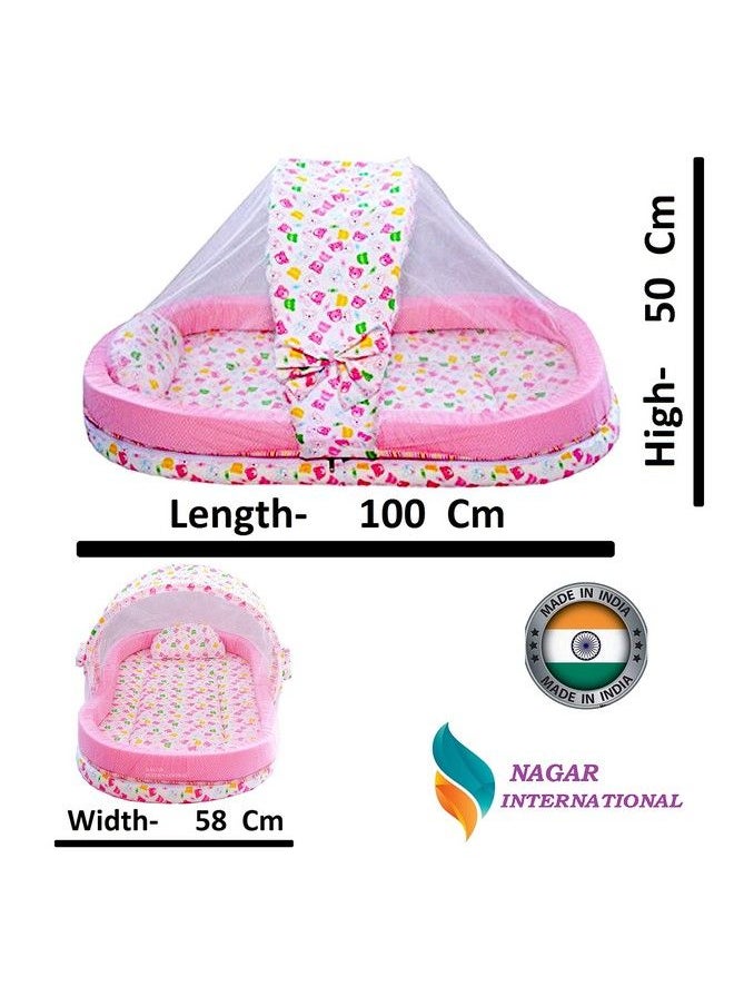 Nagar International - Baby Bassinet & Cradle Bedding Set In Large Size Mosquito Net For 024 Months (Pink (024 Months)) - Image 1