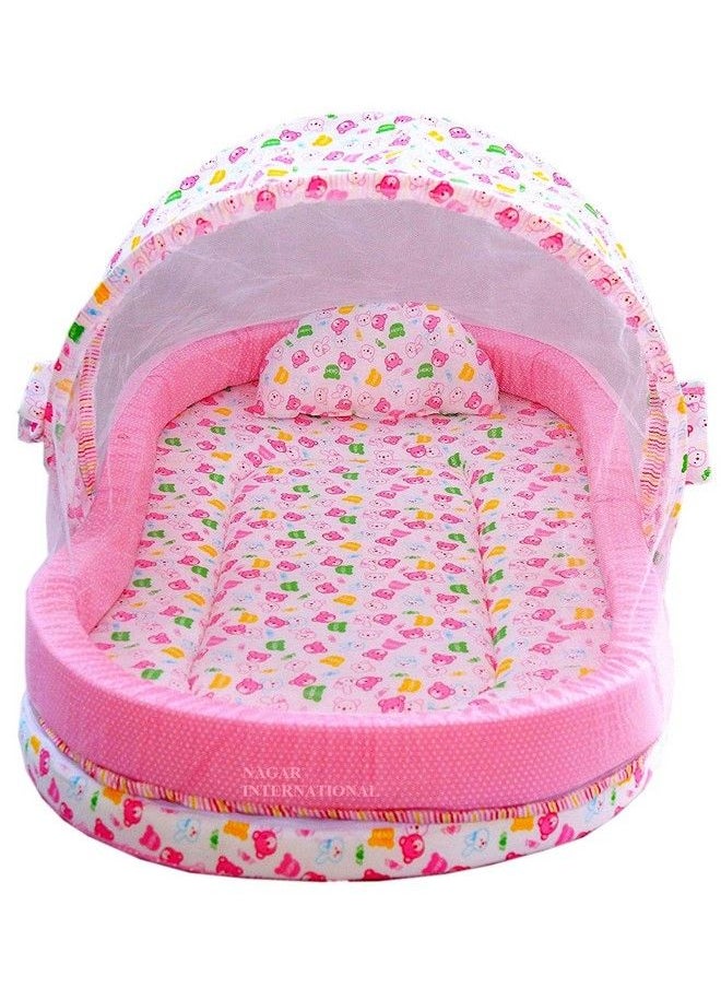 Nagar International - Baby Bassinet & Cradle Bedding Set In Large Size Mosquito Net For 024 Months (Pink (024 Months)) - Image 1