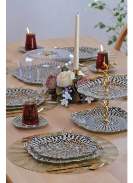Glore Leopard Gold Gilded 6 Person 33 Piece Cake Tea Service Catering Set  - Image 2