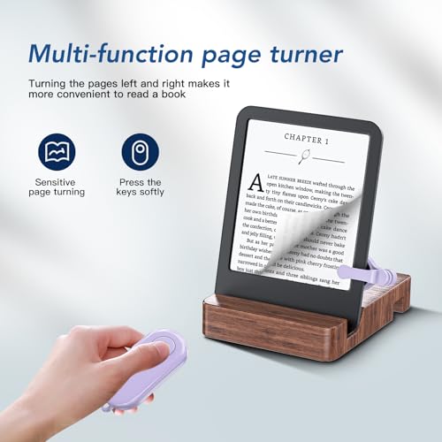HIGHGO Remote Control Page Turner for Kindle Paperwhite Oasis Kobo eReaders,Kindle Clicker Page Turner Accessories for iPhone,iPad, Android Tablets Reading Novels,Camera Video Record&Shutter Selfie (Purple) - Image 3