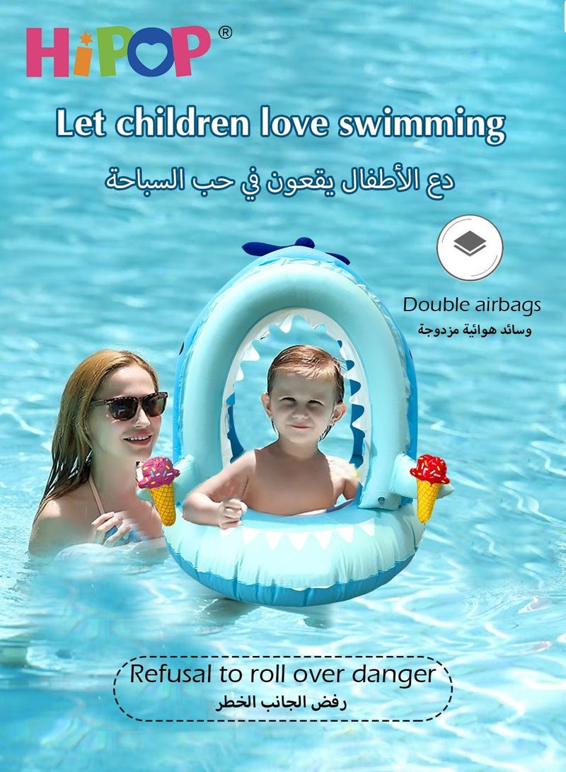 HIPOP Children's Inflatable Swimming Ring,Portable Floating Seat,Children Floating Toys with Awning  - Image 2