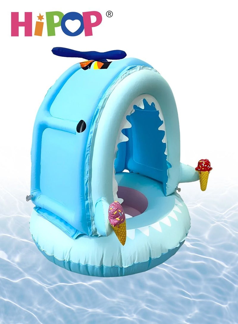 HIPOP Children's Inflatable Swimming Ring,Portable Floating Seat,Children Floating Toys with Awning  - Image 1