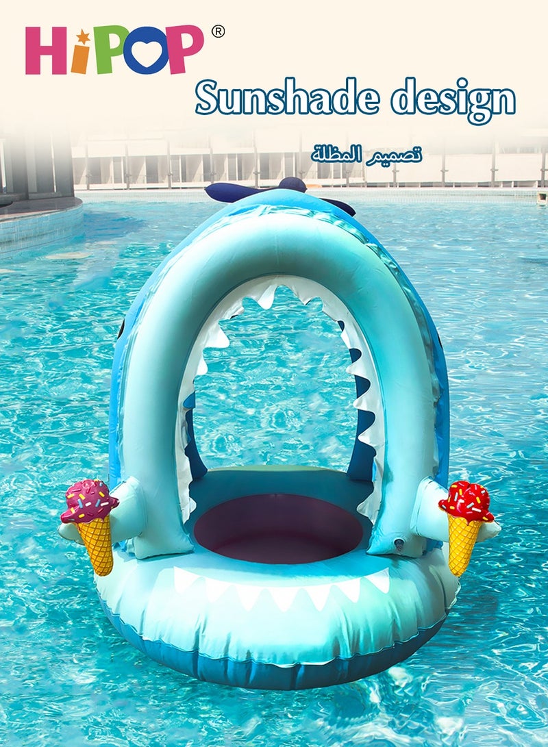 HIPOP Children's Inflatable Swimming Ring,Portable Floating Seat,Children Floating Toys with Awning  - Image 3
