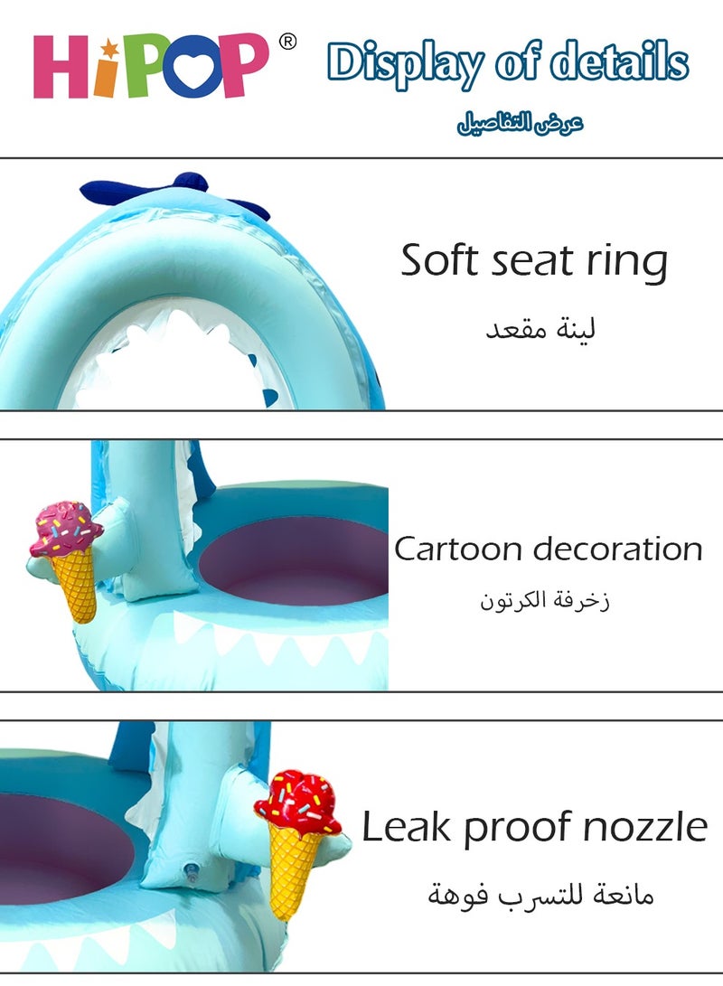 HIPOP Children's Inflatable Swimming Ring,Portable Floating Seat,Children Floating Toys with Awning  - Image 5