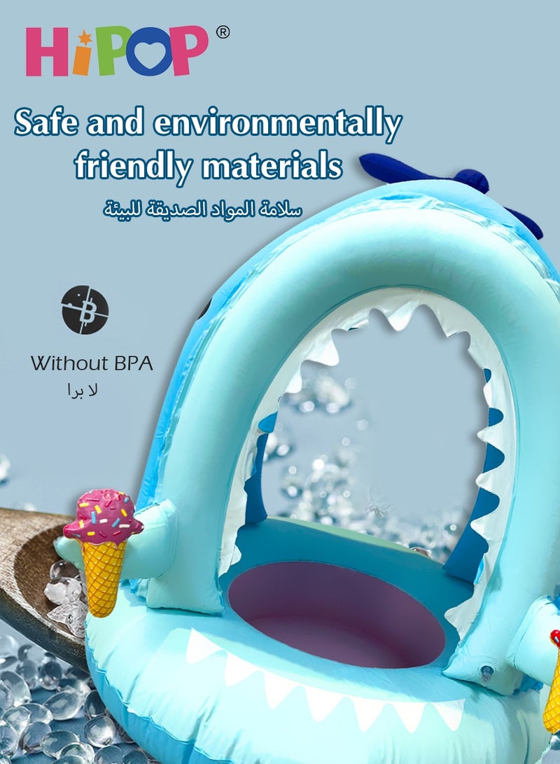 HIPOP Children's Inflatable Swimming Ring,Portable Floating Seat,Children Floating Toys with Awning  - Image 4