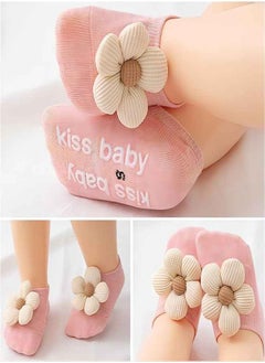 iMissiu 4Packs Baby Girls Socks,Flower Non-Slip Grips for Babies Toddler Princess Low Cut Ankle Socks for Girls  - Image 2
