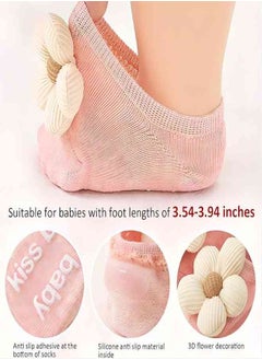 iMissiu 4Packs Baby Girls Socks,Flower Non-Slip Grips for Babies Toddler Princess Low Cut Ankle Socks for Girls  - Image 3