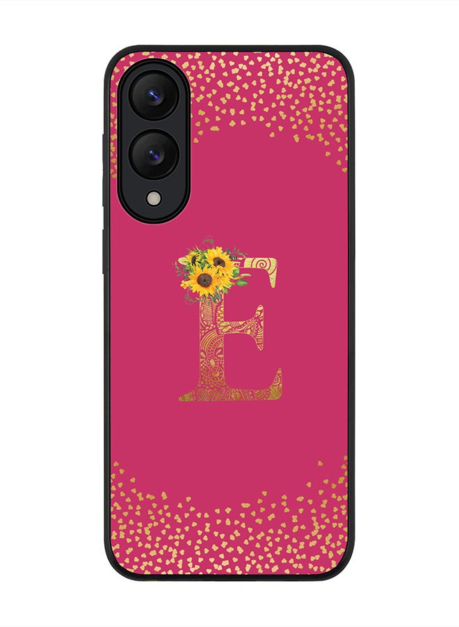 Stylizedd For Samsung Galaxy S25 Edge Case,Slim fit Camera Protection, Shockproof Thin Phone cover  - Custom Floral Monogram - E ( Deep Pink )