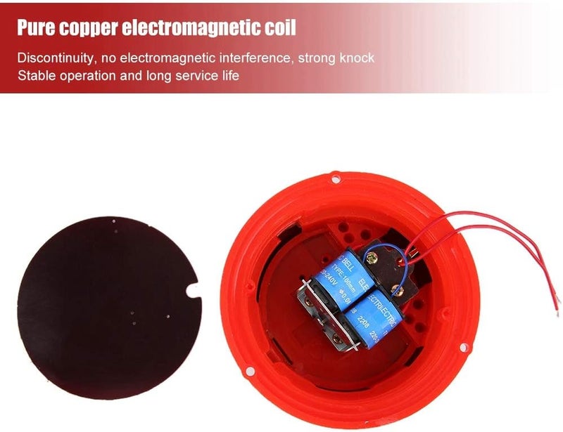 klarako 4 inches Fire Alarm Bell, 100db Metal Fire Control Internal Strike Type Electric Security Bell 12V /24V/220V(12V) - Image 4