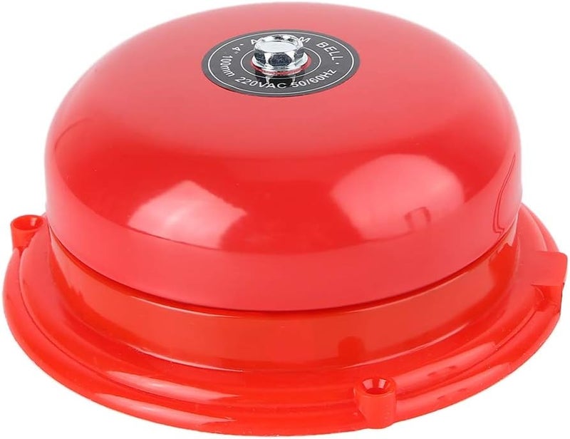 klarako 4 inches Fire Alarm Bell, 100db Metal Fire Control Internal Strike Type Electric Security Bell 12V /24V/220V(12V) - Image 1