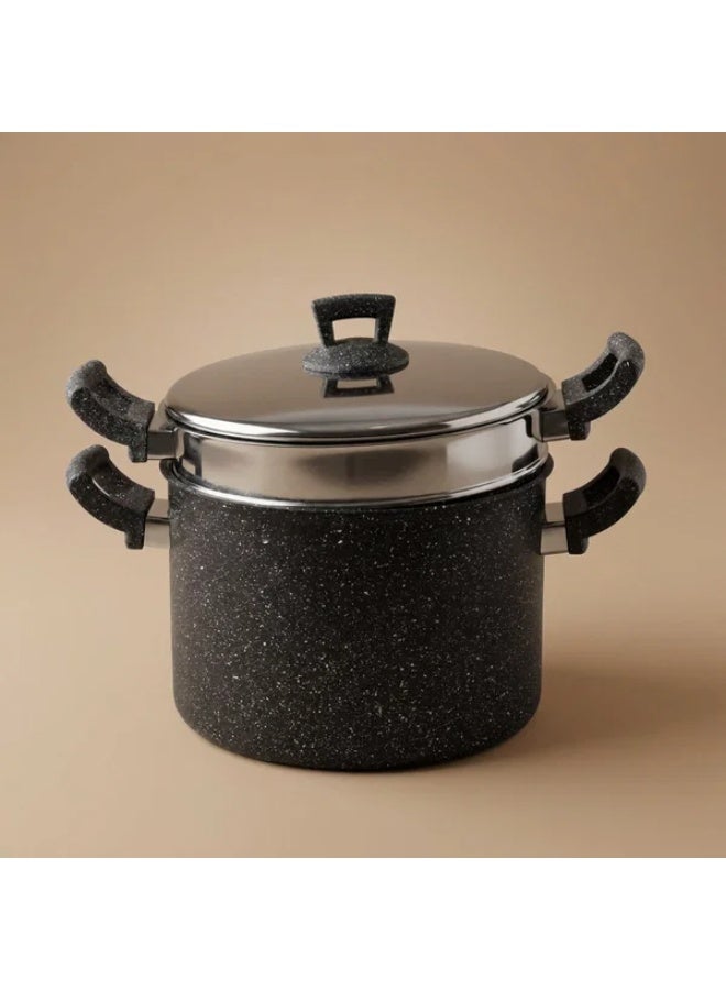 Double Granite Spaghetti Pot, 26cm - Dark Grey - Image 1