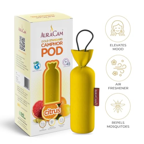 AuraCam Gold Standard Camphor Pods (1 Original + 1 Citrus) - Pack of 2 - Organic Camphor Cone Air freshener For Room, Car, Bathroom, Office & Toilet | Long-Lasting Camphor pods - Image 5