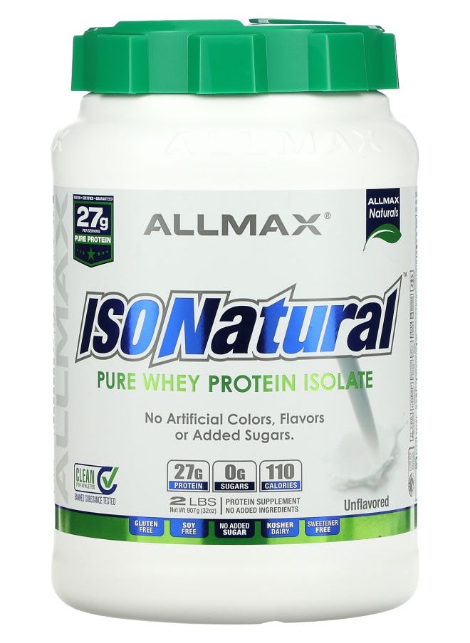 Allmax - ISONatural™ Pure Whey Protein Isolate Unflavored 2 lbs (907 g) - Image 1