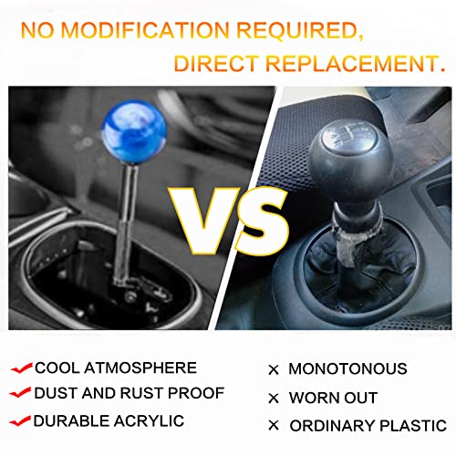 YIUIY Round Ball Shift Knob Universal Marble Style Gear Shift Knob 5 6 Speed for Manual Automatic Vehicles with Adapters (Dark Blue) - Image 3