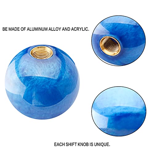 YIUIY Round Ball Shift Knob Universal Marble Style Gear Shift Knob 5 6 Speed for Manual Automatic Vehicles with Adapters (Dark Blue) - Image 4