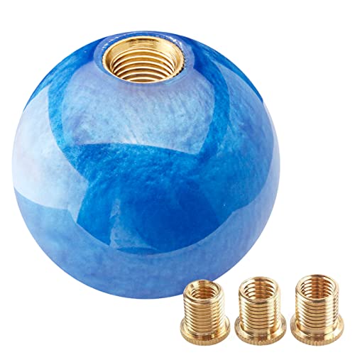YIUIY Round Ball Shift Knob Universal Marble Style Gear Shift Knob 5 6 Speed for Manual Automatic Vehicles with Adapters (Dark Blue) - Image 1