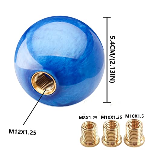 YIUIY Round Ball Shift Knob Universal Marble Style Gear Shift Knob 5 6 Speed for Manual Automatic Vehicles with Adapters (Dark Blue) - Image 2