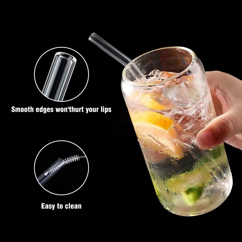DAMCONME Glass Straws 6 Pack, Reusable Clear Drinking Straws-6 Bent Straws with 1 Clean Brush-Plastic-Free Cleaning Brush - Dishwasher Safe -Suit 16 Oz Glass Cup for Smoothies Cocktails Mojito Ect - Image 3