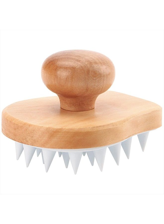 Hangerspace Scalp Massager Shampoo Brush, Wooden Wet and Dry Hair Scalp Care Brush, Shower Brush Scalp Scrubber Exfoliator with Soft Silicone Bristles for Dandruff Removal, Hair Growth (White) - Image 1