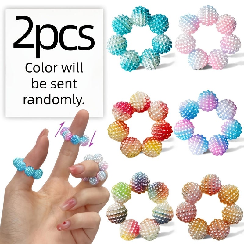 Set Of 2 Colorful Bead Sensory Rings For Anxiety Relief And Finger Massage - Image 1