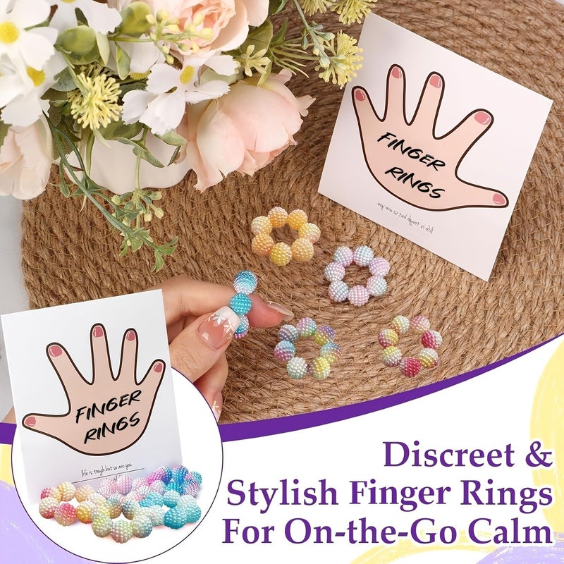 Set Of 2 Colorful Bead Sensory Rings For Anxiety Relief And Finger Massage - Image 2