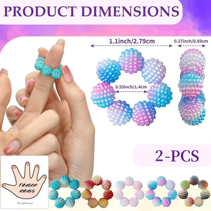 Set Of 2 Colorful Bead Sensory Rings For Anxiety Relief And Finger Massage - Image 4