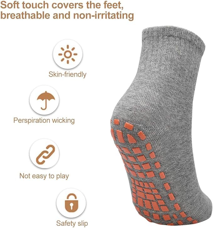 WKLOUYHE 2 Pair Pilates Yoga Grip Socks Non Slip Pilates Trainer Socks Trampoline Barre Ankle Socks Womens Mens Grip Socks for Yoga Ballet Pilates Home Dance_Free Size(Black And Navy) - Image 3