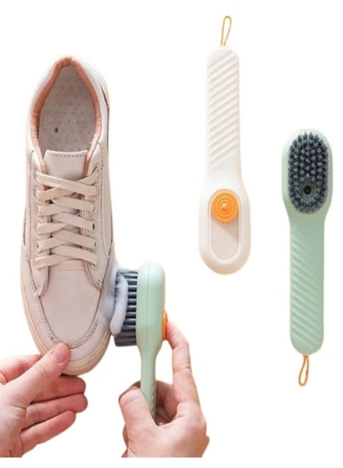 Multi-purpose shoe cleaning brush with a comfortable handle – Home shoe cleaning brush with a liquid dispenser for washing shoes – Professional multi-purpose soft bristles ideal for sneakers and leather shoes- multicolor - Image 1