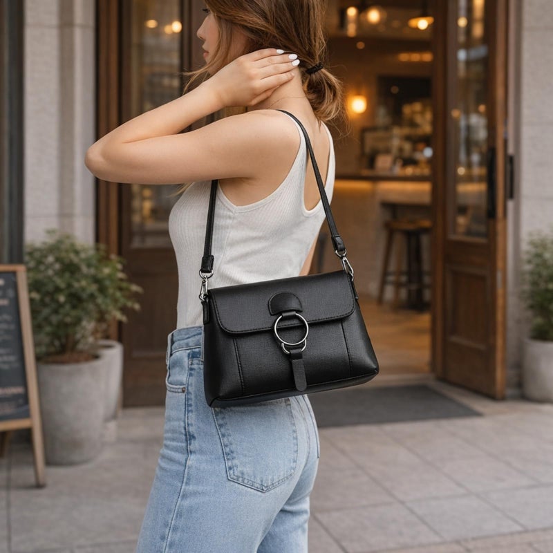 EDIWER Womenâ€™s Leather Crossbody Handbag Multi-pockets Shoulder Bag Tote Purses and Handbags Hobo Tote Bag Top Handle Satchel - Image 2