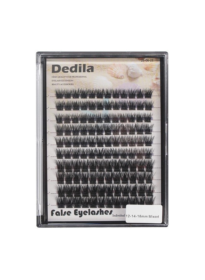Dedila 120 قطعة من رموش العيون الاصطناعية اليدوية على شكل D Curl مختلطة 10 12 14 16 مم/12 14 16 مم/14 16 18 مم، رموش فردية ناعمة وخفيفة الوزن ذات ساق واسعة (مختلطة 12 14 16 مم) - Image 1