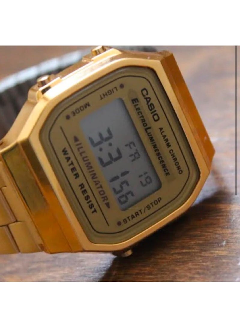 CASIO RETRO Collection GOLD Unisex Adults Watch , GOLD, BraceletMODEL MEN & Women Watch Steel Belt GOLD & OLIVE GREEN - Image 4